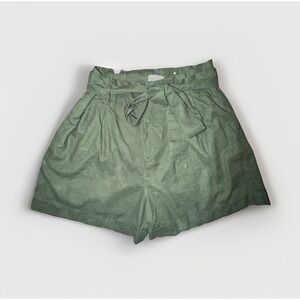 On 34th Women's Size XL Pleated Linen Blend Paper Bag Shorts Pockets Belted